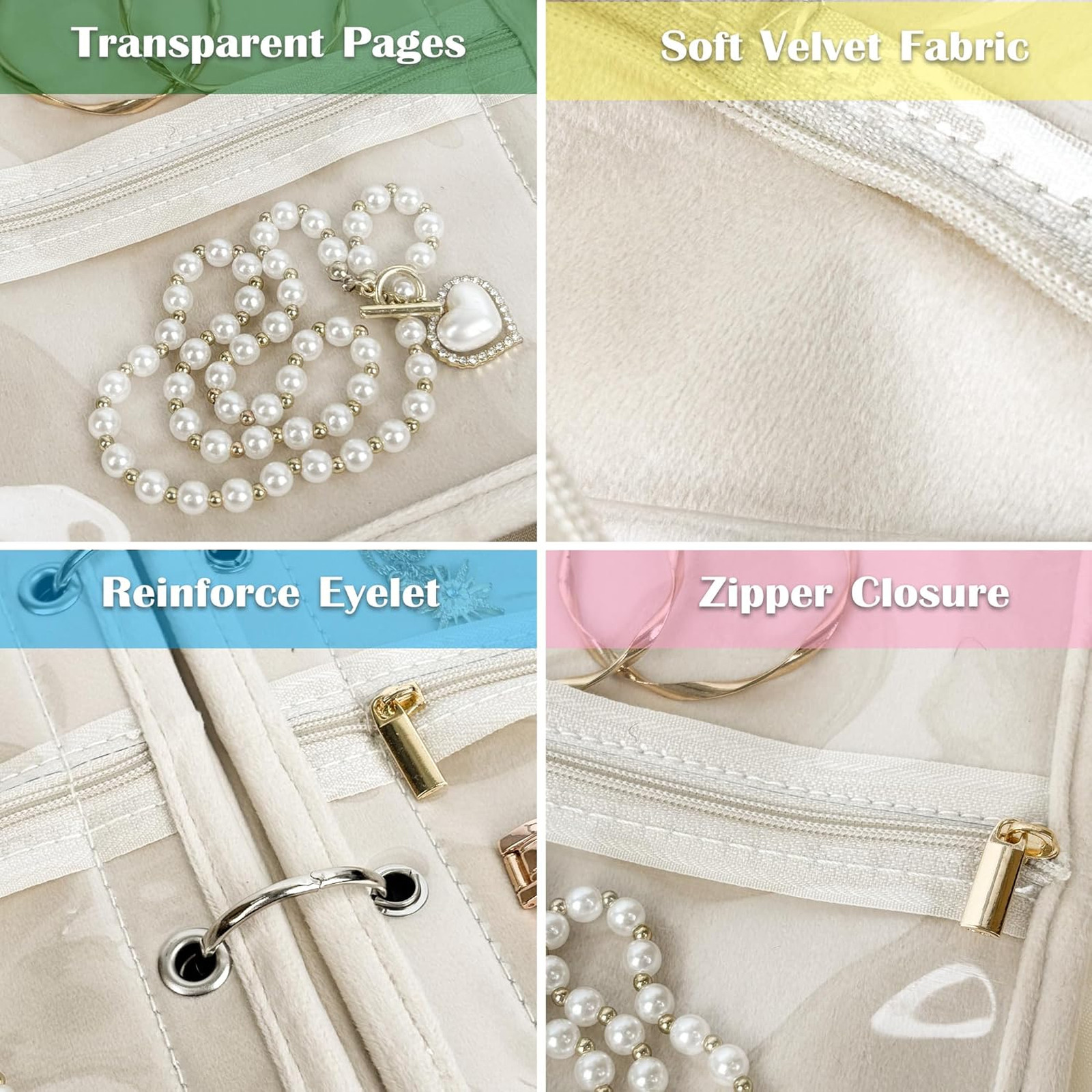 Travel Jewelry Organizer Case with 24 Pouches, Velvet Pouch Bag for Earrings
