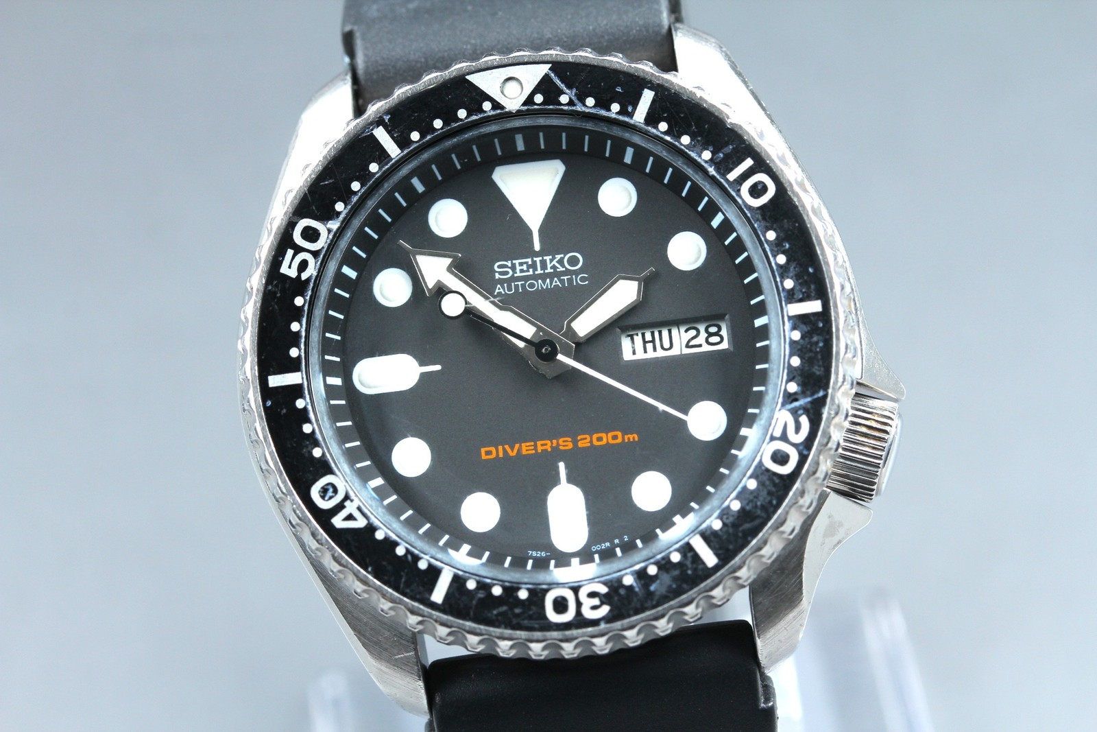[Near MINT] Seiko 7S26-0020 SKX007 Black 200mm Divers AT Men’s Watch From JAPAN