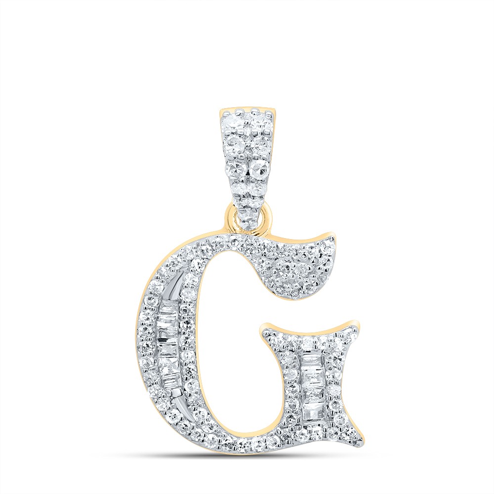 10k Yellow Gold 1.72g 0.27CTW Natural Diamond Initial “G” Pendant Baguette Charm