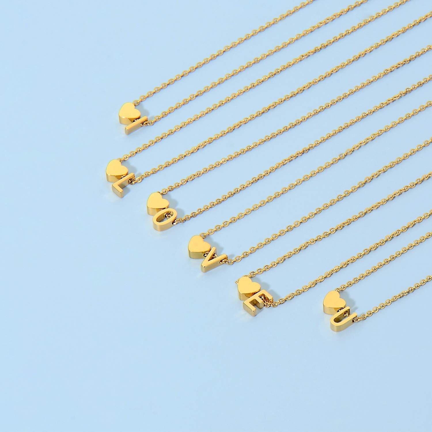 Glimmerst Initial Heart Necklace 18K Gold Plated Personalized Jewelry