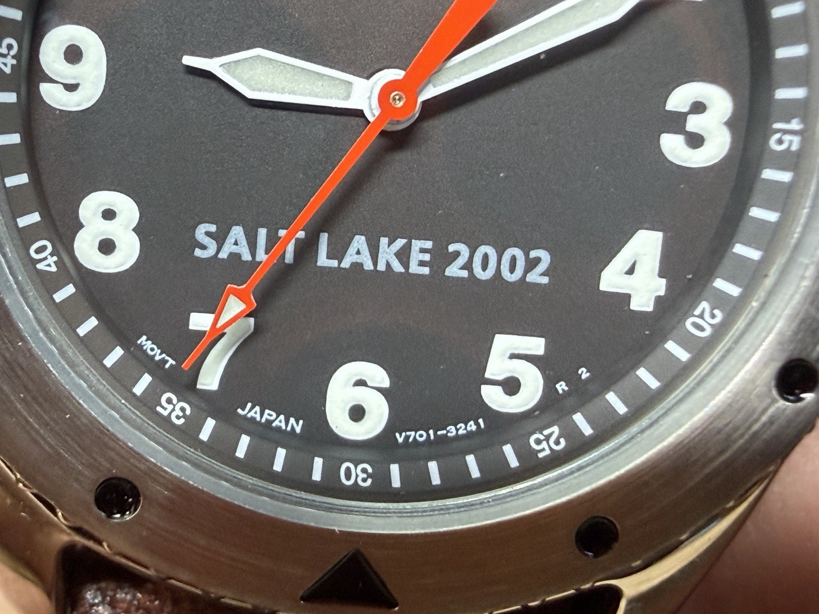 Seiko Salt Lake City Olympics 2002 Watch W/ Brown Leather Band Japan