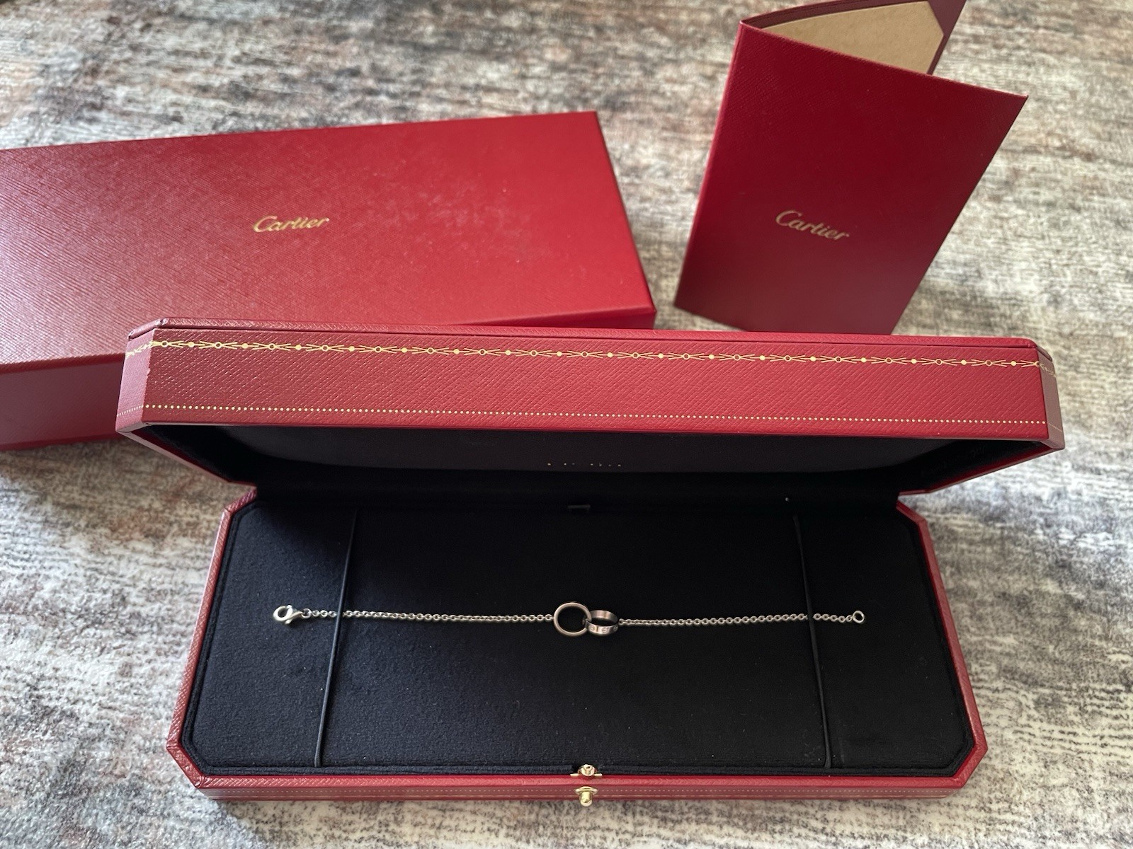 CARTIER LOVE, on Chain Bracelet K18 White Gold, w Certificate & Original Boxes
