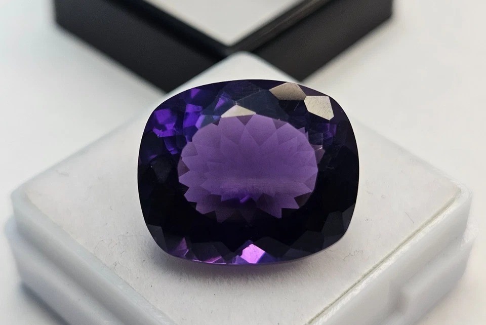 Natural Cushion Cut Purple Amethyst 12+ Ct Certified Gemstone For Ring Making