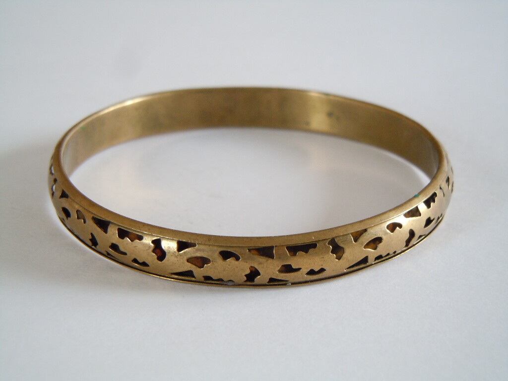 Vintage Brass Bangle Openwork Pattern 8.8 g Ø 6.6 cm Width 0.9 cm