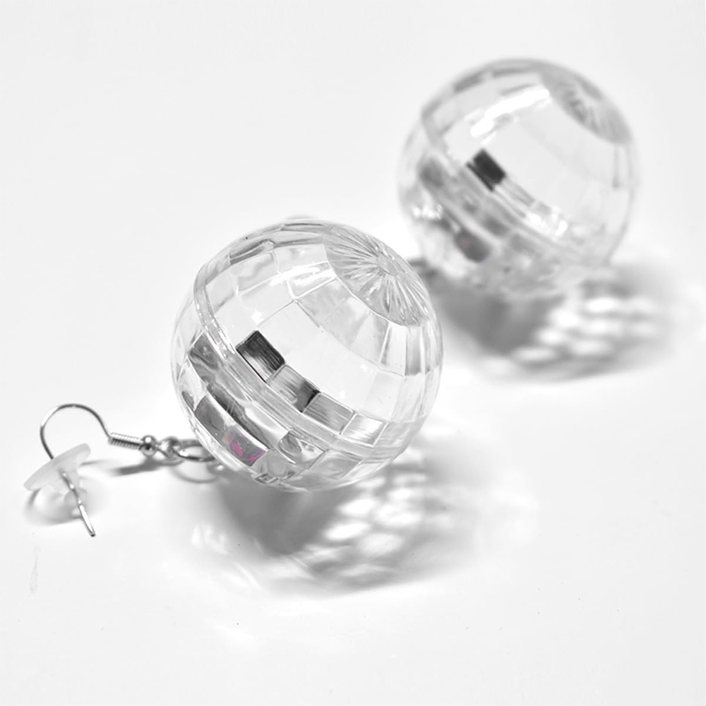 Disco Ball Earrings USB Rechargeable LED with 16 Light Modes for Party Gifts