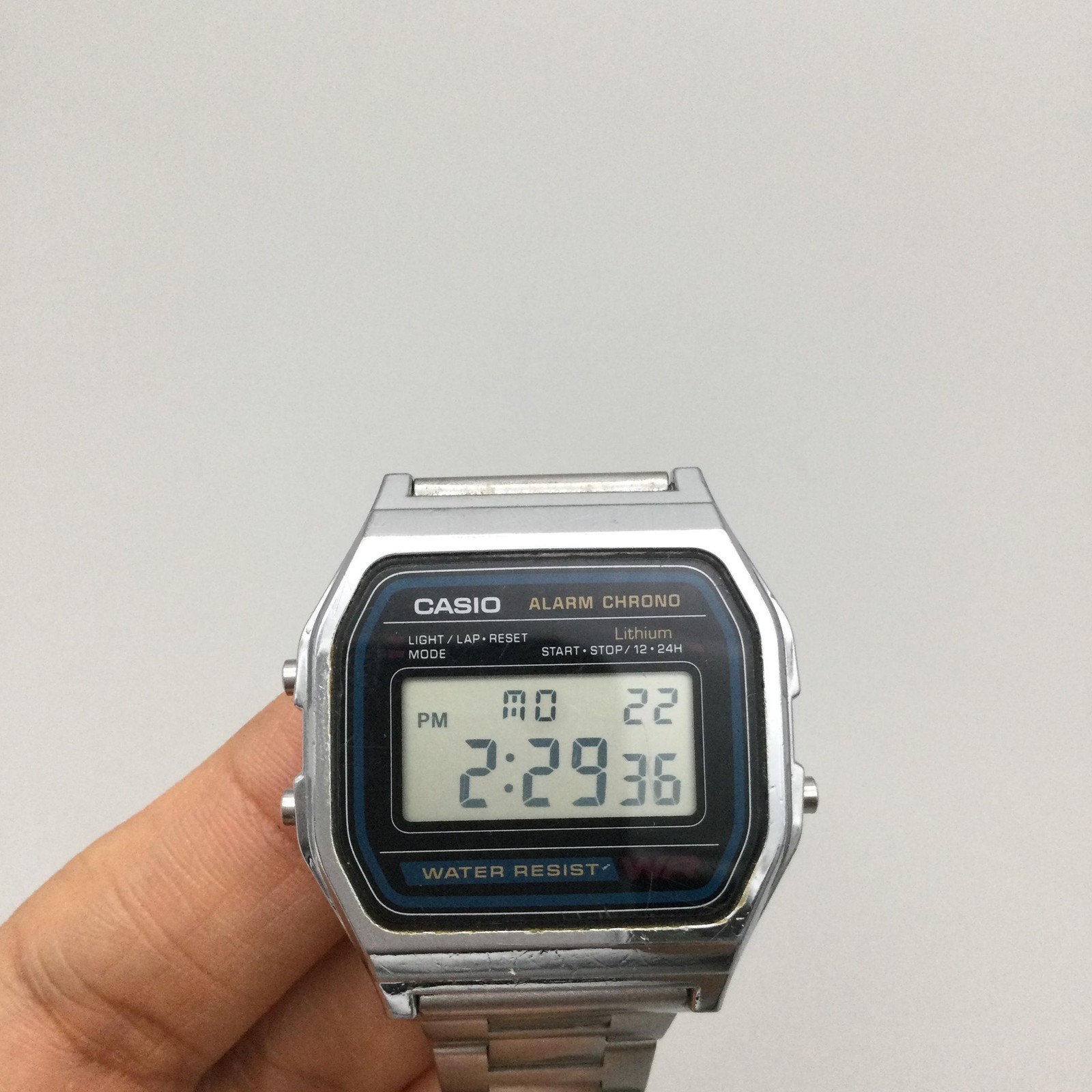 Casio 593 A158W Mens Watch 33mm Black Digital Alarm Chrono WR Backlight