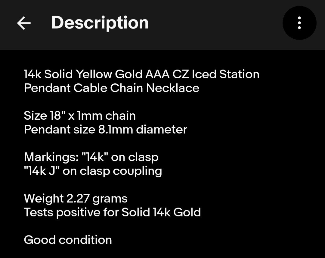 14k Solid Yellow Gold AAA Iced Station Pendant Chain Necklace 18″ Signed 2.27gr