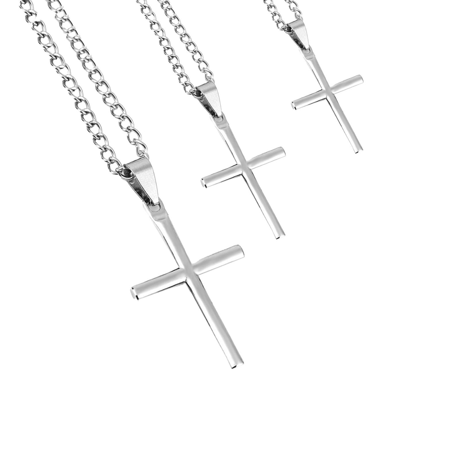 Christian Cross – stylish Silver Alloy Pendant With 60cm Chain,silver Cross 