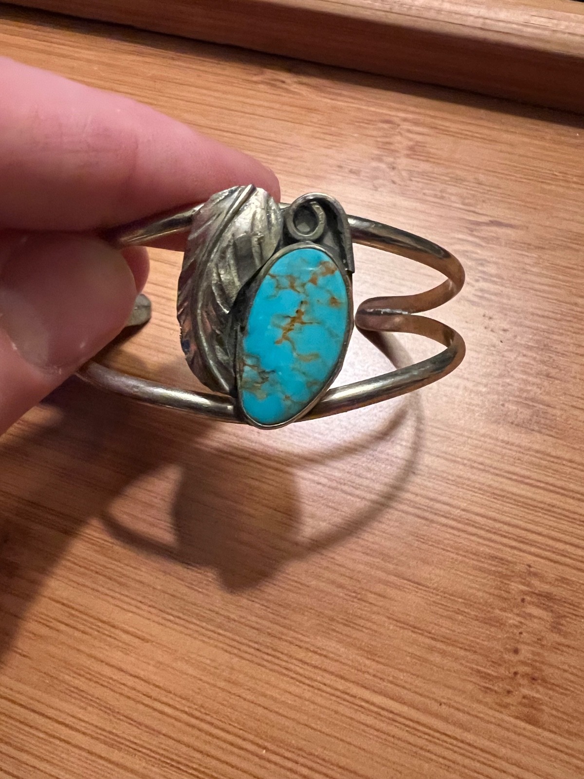 Real Turquoise, SW Alpaca Turquoise Cuff Small- Medium Bracelet