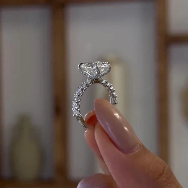 Premium 5.25 Ct Oval Cut Lab-Grown Diamond Engagement Ring in 14k White Gold