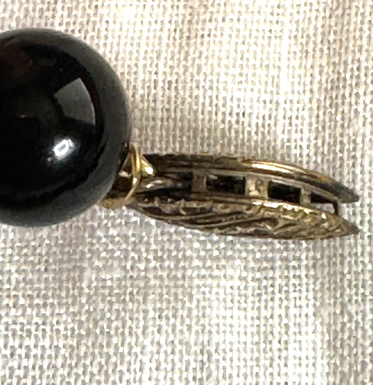 Vintage Black Beads Necklace Handmade Knotted Pearls 18.5″ 925 Clasp 8mm Beaded