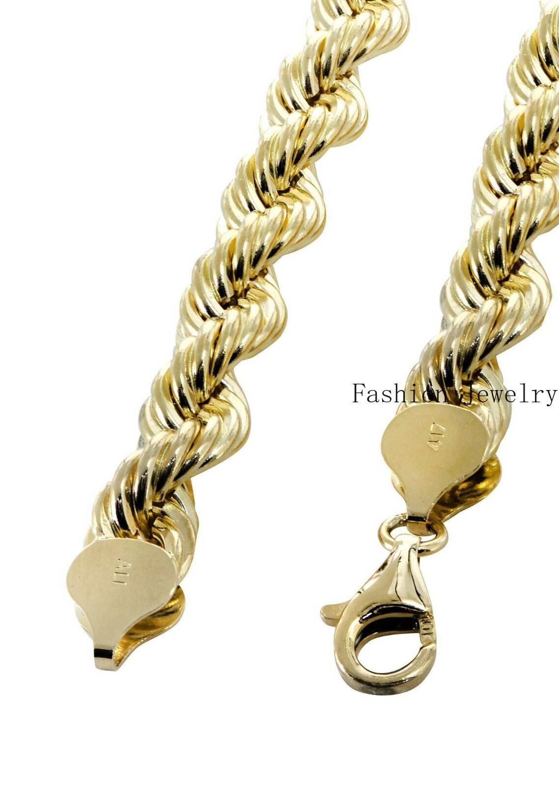 Real 10k Gold Rope Necklace Mens Chain 8mm 18″-30″ Inch Yellow Gold Diamond Cuts