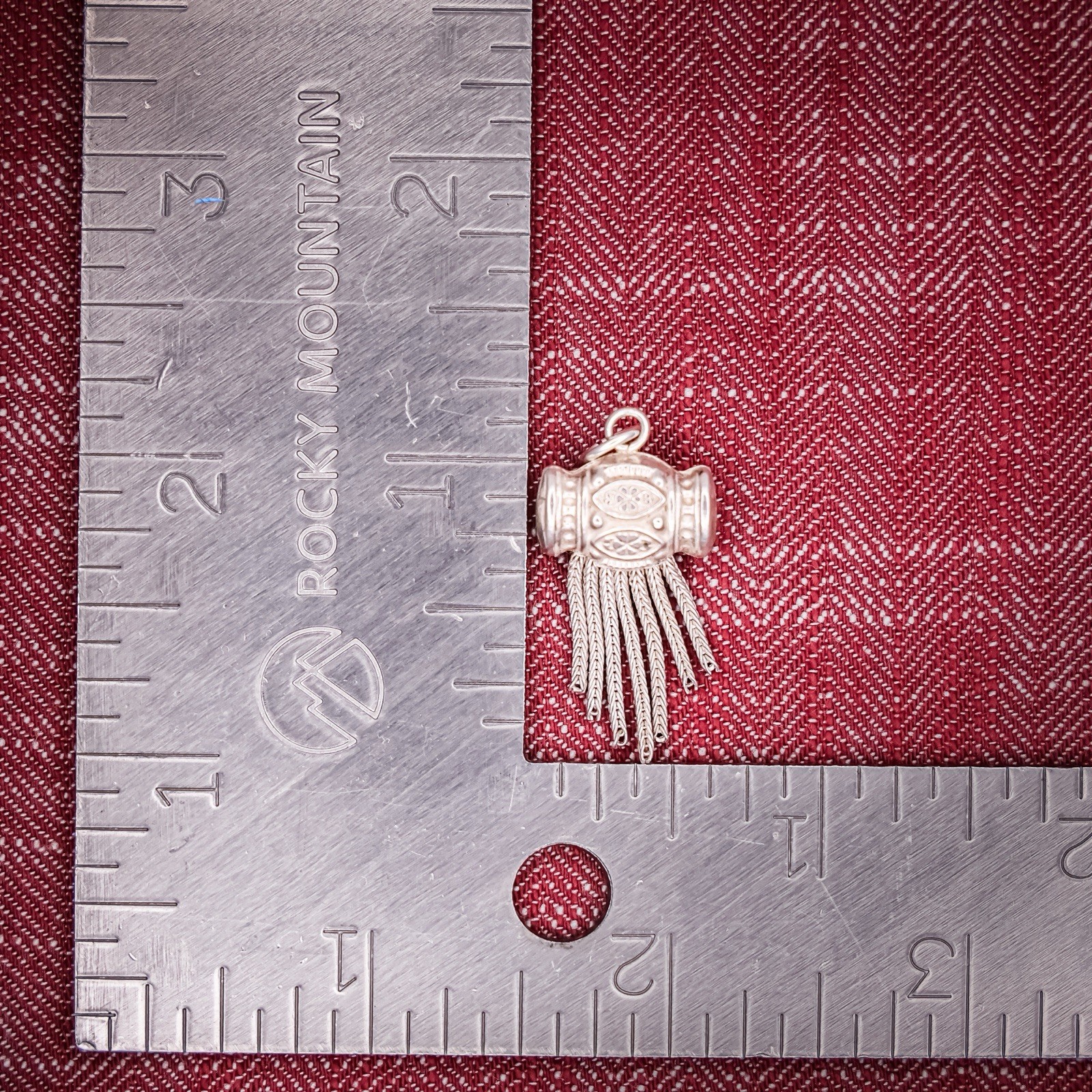 Antique French Puffy Tassel Charm Sterling Silver Die Struck Engraved Clover