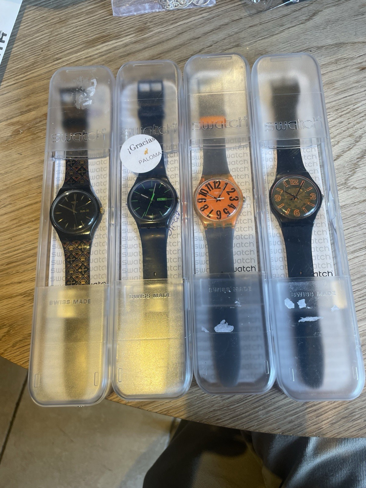 Job Lot 4x Swatch New Gent Watches 41mm Case Clear Cases Orangeboost Swiss Made