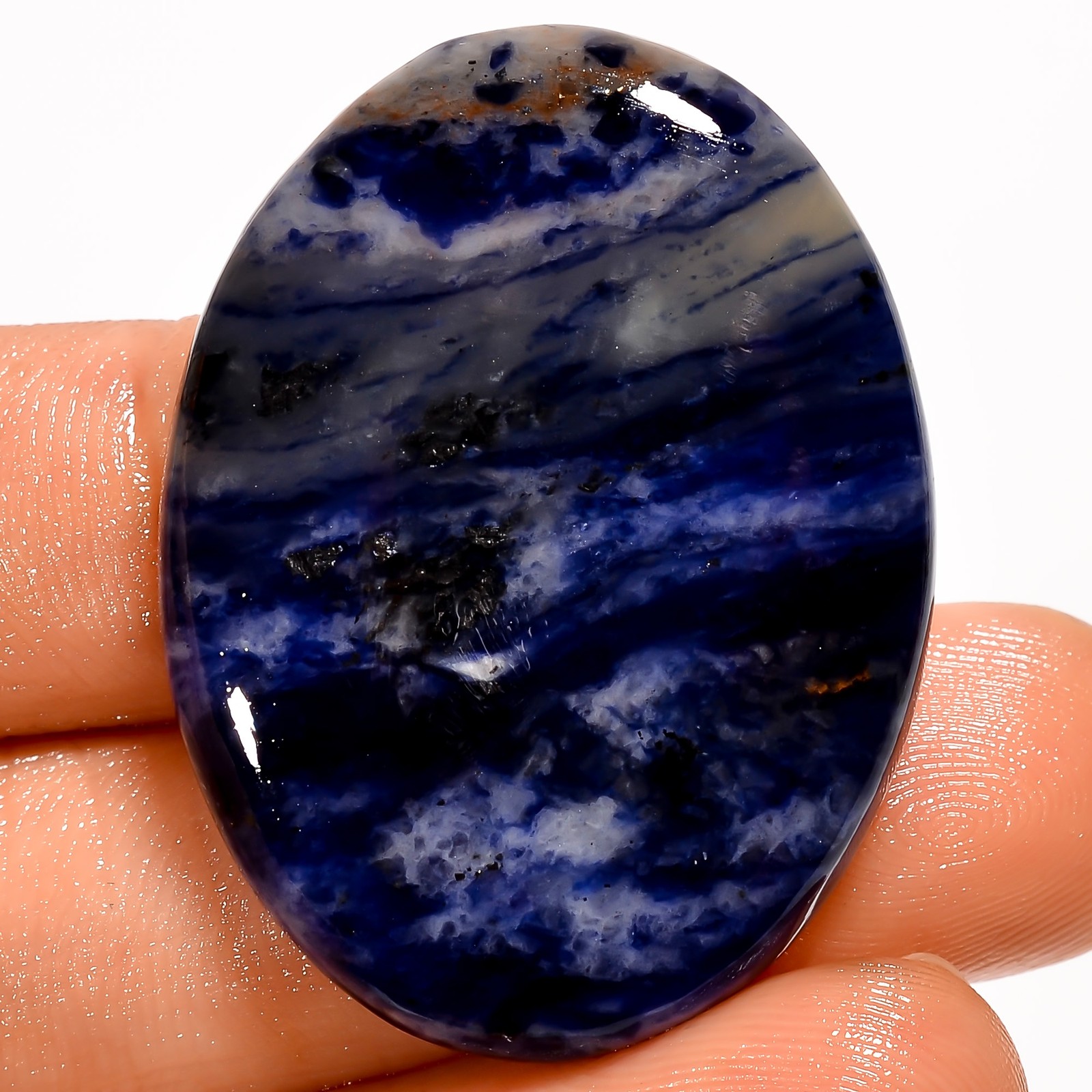 100% Natural Sodalite Oval Shape Cabochon Gemstone 50.5 Ct. 37X27X5 mm UG-5837
