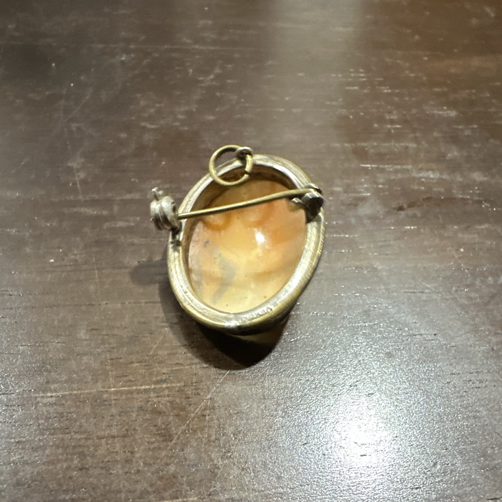 Oval Cameo Portrait Brooch Pin, Gold Tone Beige, Bezel Setting P.A.800