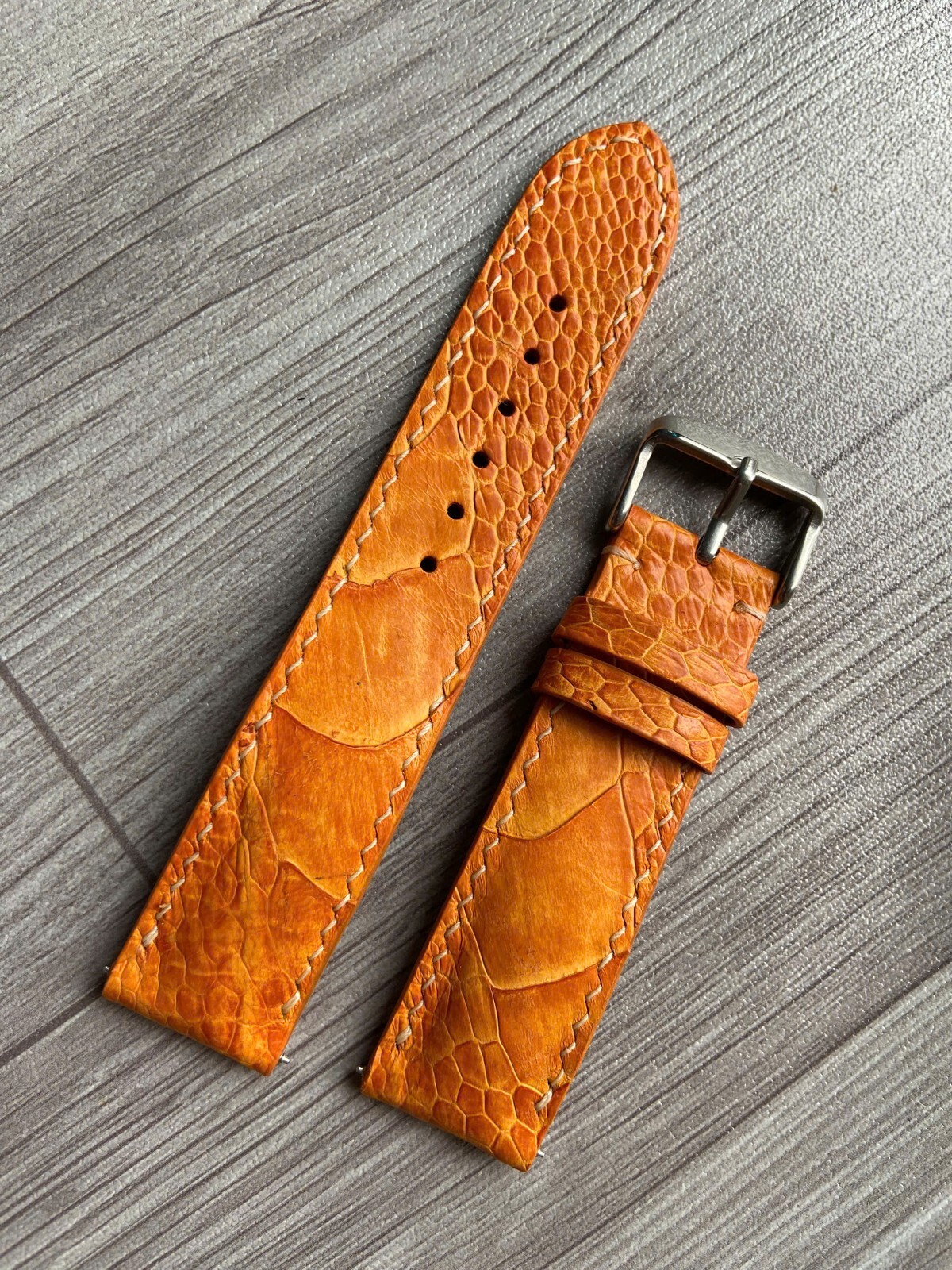 Orange Leg Ostrich Leather Watch Strap Band, Size 18mm 20mm 21mm 22mm 24mm 26mm