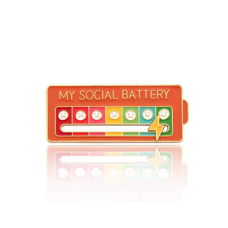 Mood Expression Pins – My Social Battery Brooches for Men & Women