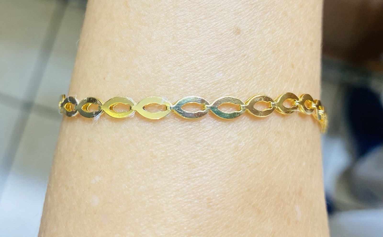 14K Yellow Gold Link Chain Bracelet 3.09GM 7Inches(1.4×3.6mm)
