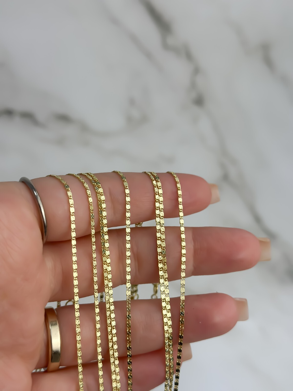 14k SOLID Gold Chain Flat Mariner Link 1.5mm 16″ 18″ 20″, Necklace for Pendants