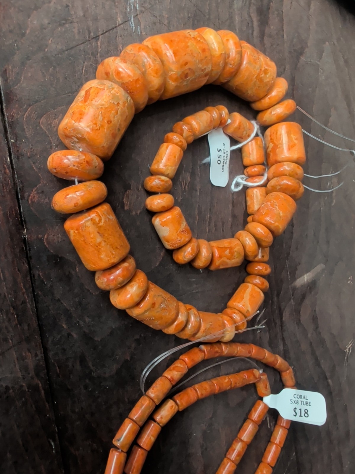 114 G Orange Coral Barrel Bead Sm-Lrg Loose Bead Jewelry Making $68 Retail