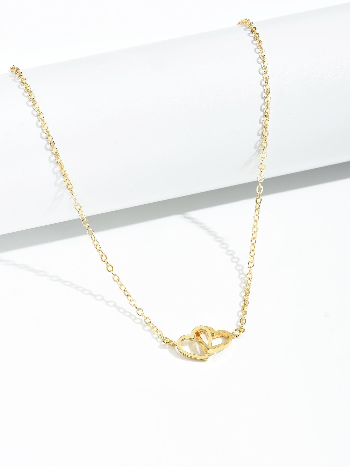 Double Heart Necklace, Women’s Love Jewelry, Cute Chain, Valentine’s Gift