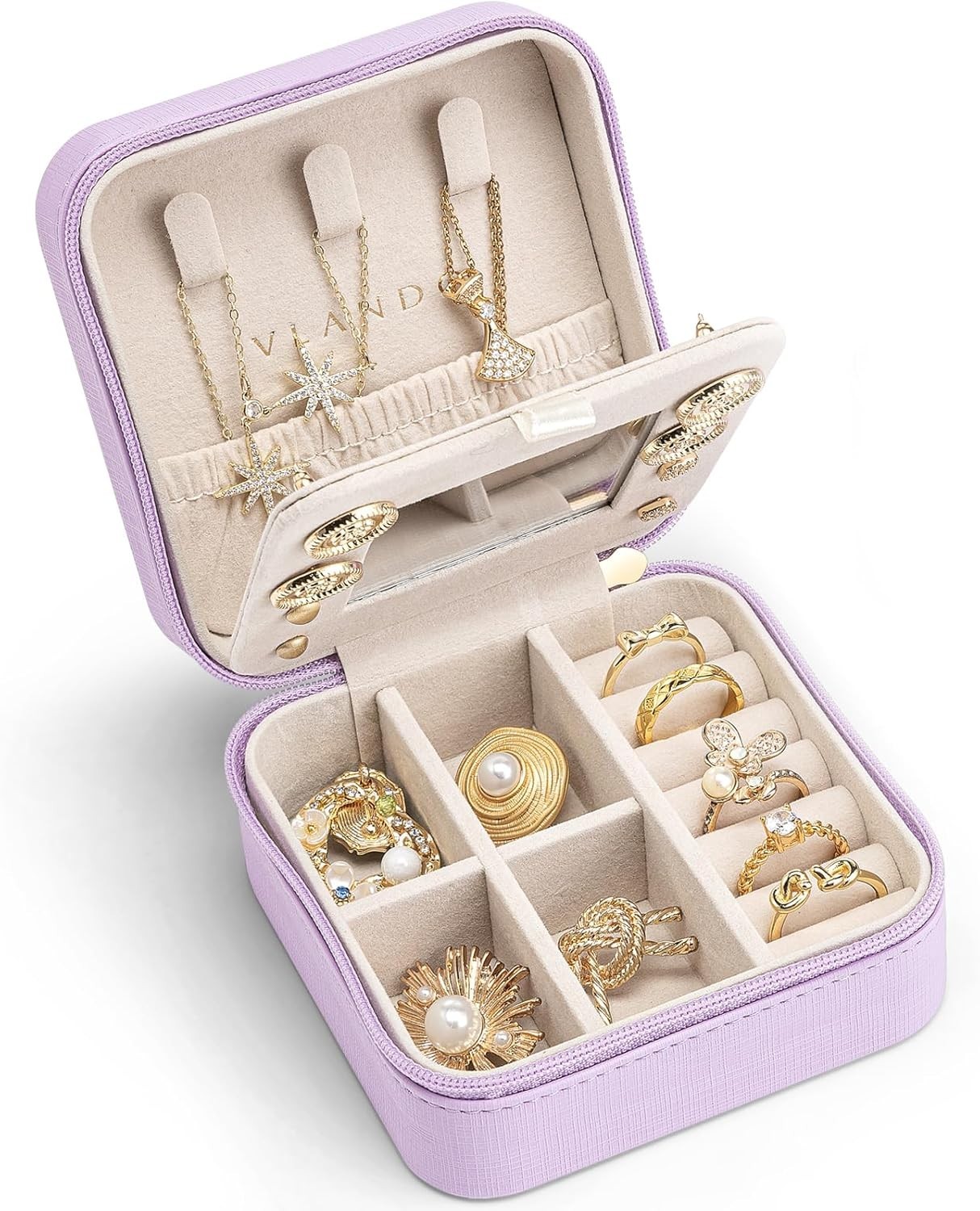 Small Travel Jewelry Box Organizer – Girls Women Gift Rings Earrings Necklace…