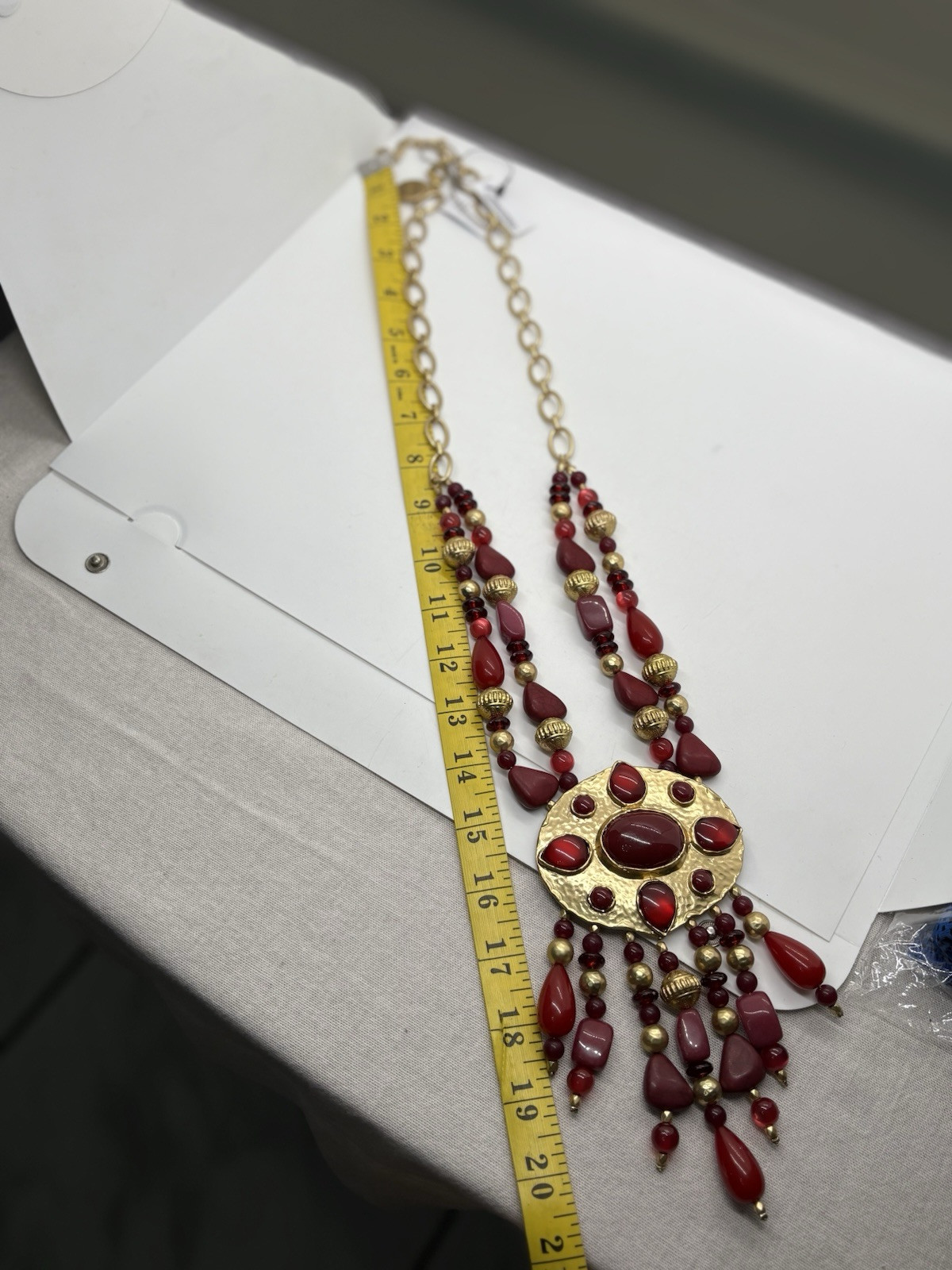 Chico’s Statement Necklace Merlot Gold Tone Chain Accent Beads SEE NOTES Ltd ED