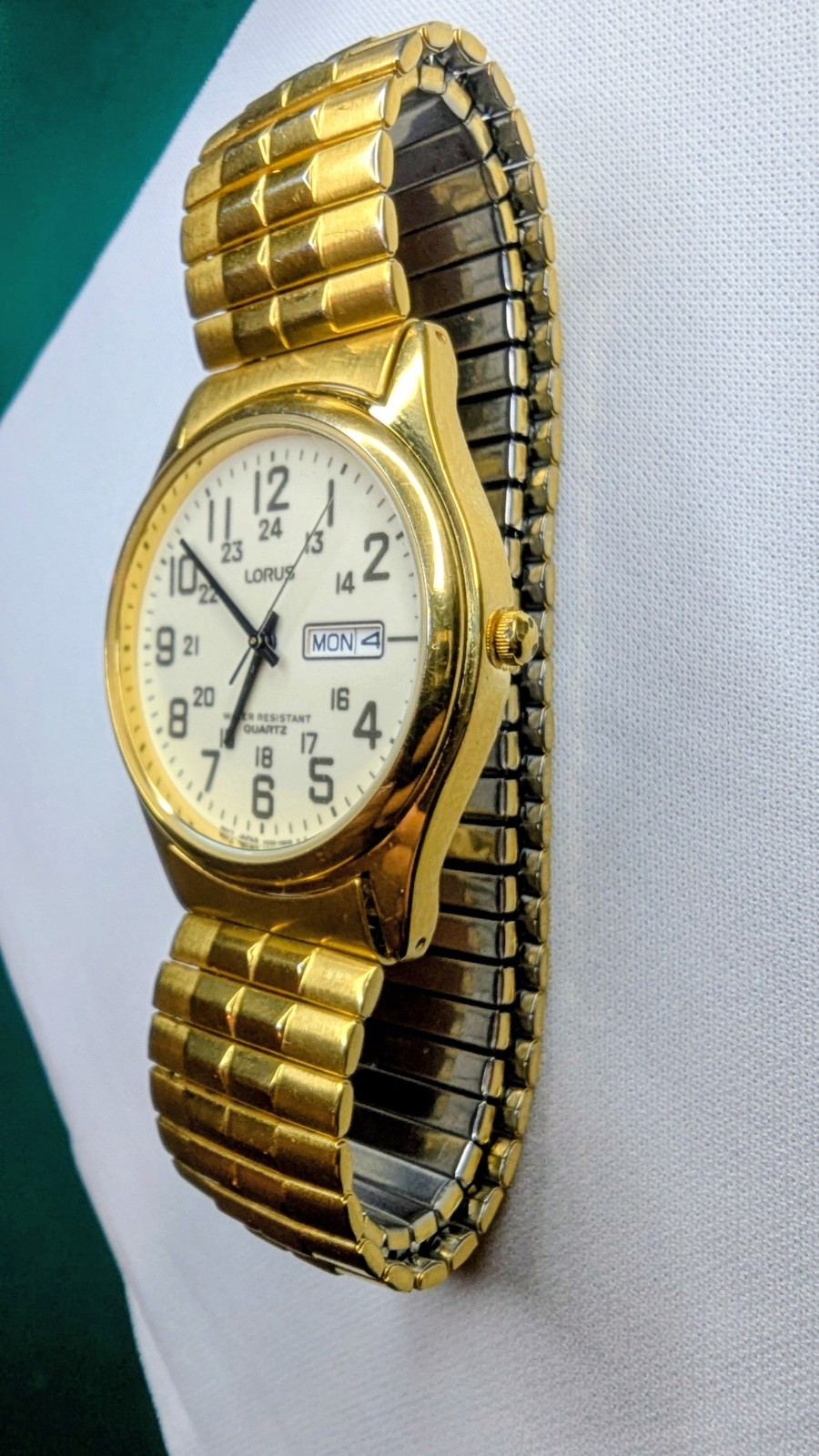 Nostalgic ’80s Lorus Gold Plate Dress. Original Stretch B’let, Runs/Looks Great.