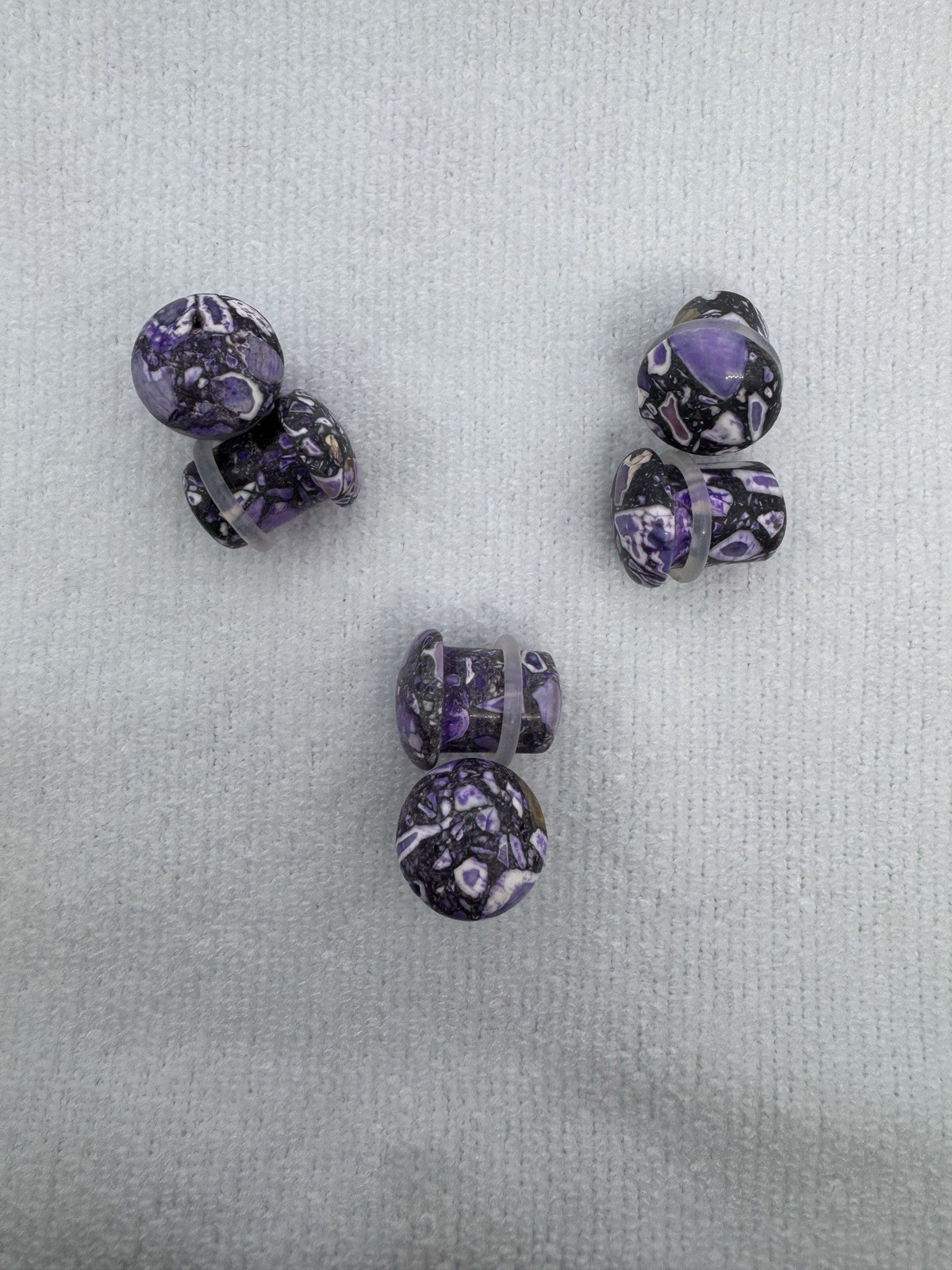 7 Pair 00g 10mm Natural Stone Ear Gauges Forest Collection