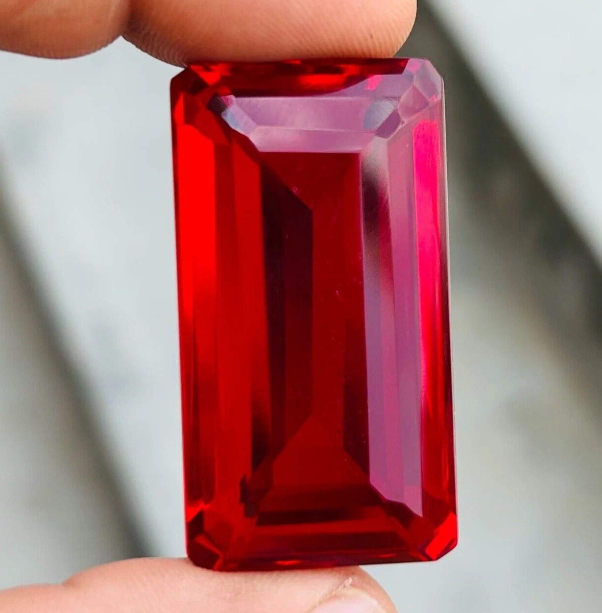 GIE 19.55 Ct Natural Certified Emerald Cut BURMA Blood Red Ruby Loose Gemstone