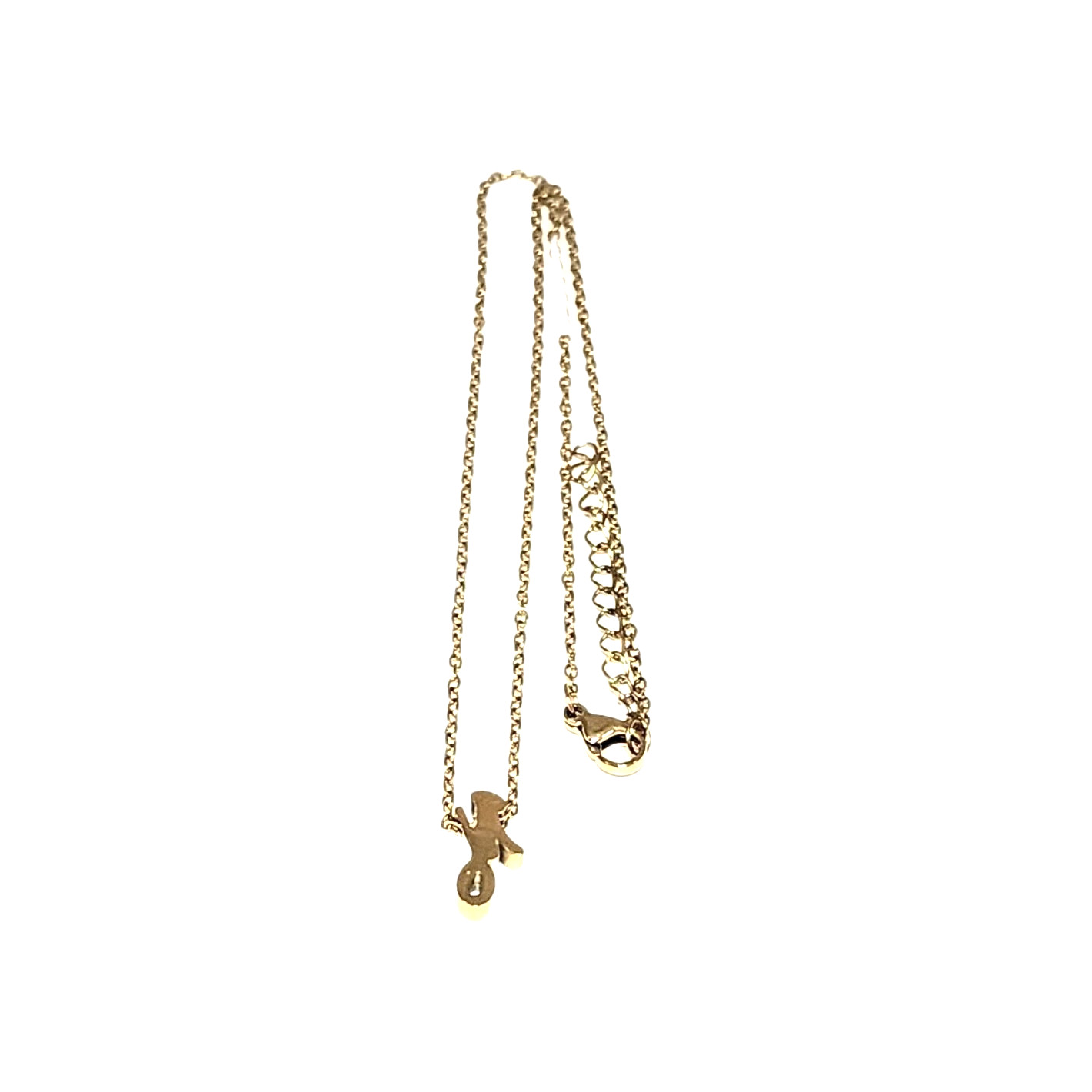 Dainty Cursive Letter J Initial Gold Tone Charm Pendant Necklace 17″ Name Cable