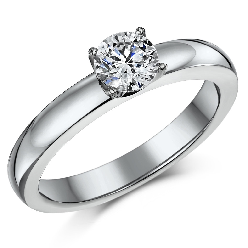 Titanium Engagement Ring Solitaire set with a 0.90ct CZ Ring