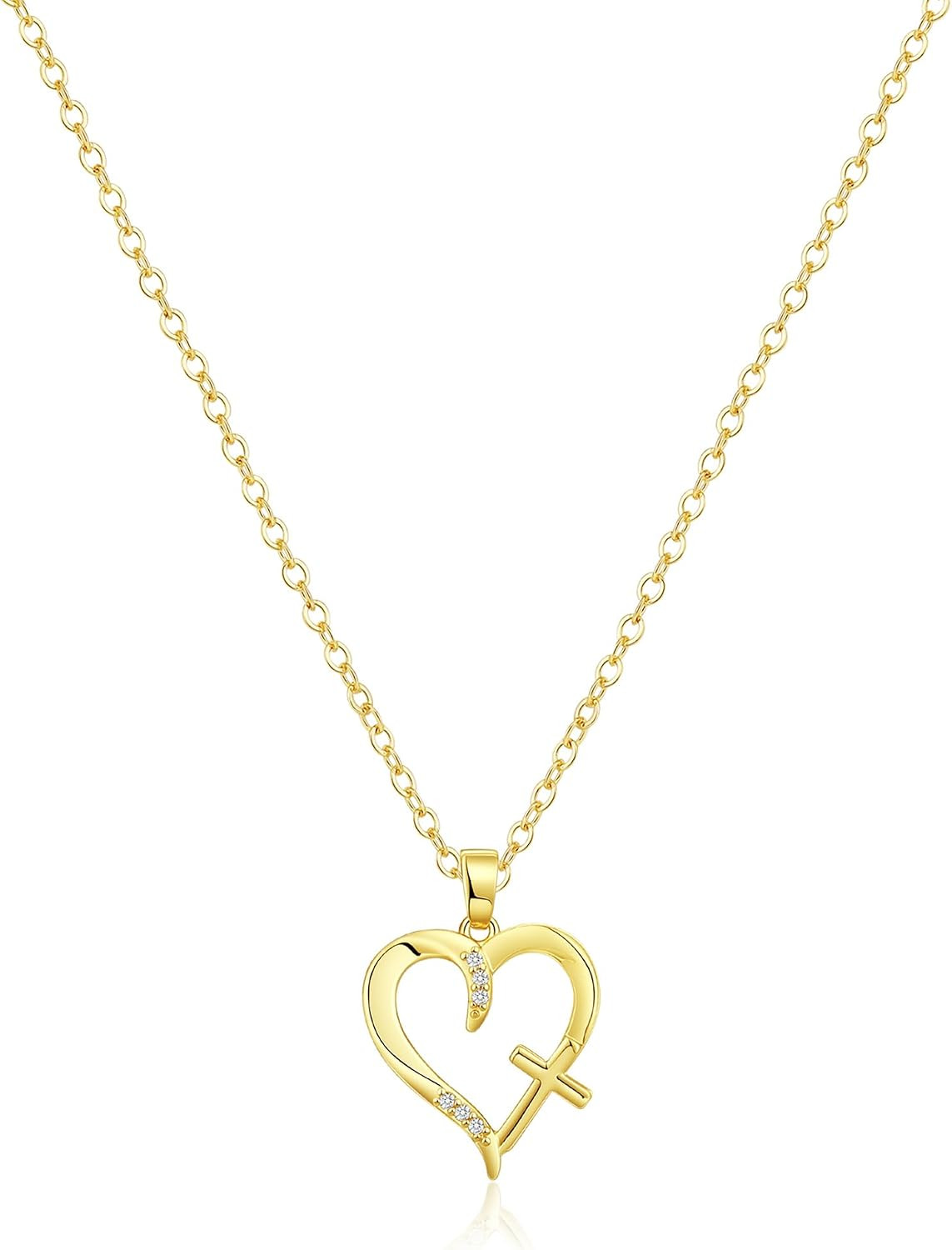 Cross Necklace for Women 14K Gold Silver Plated Necklace Layered Gold Cross Neck