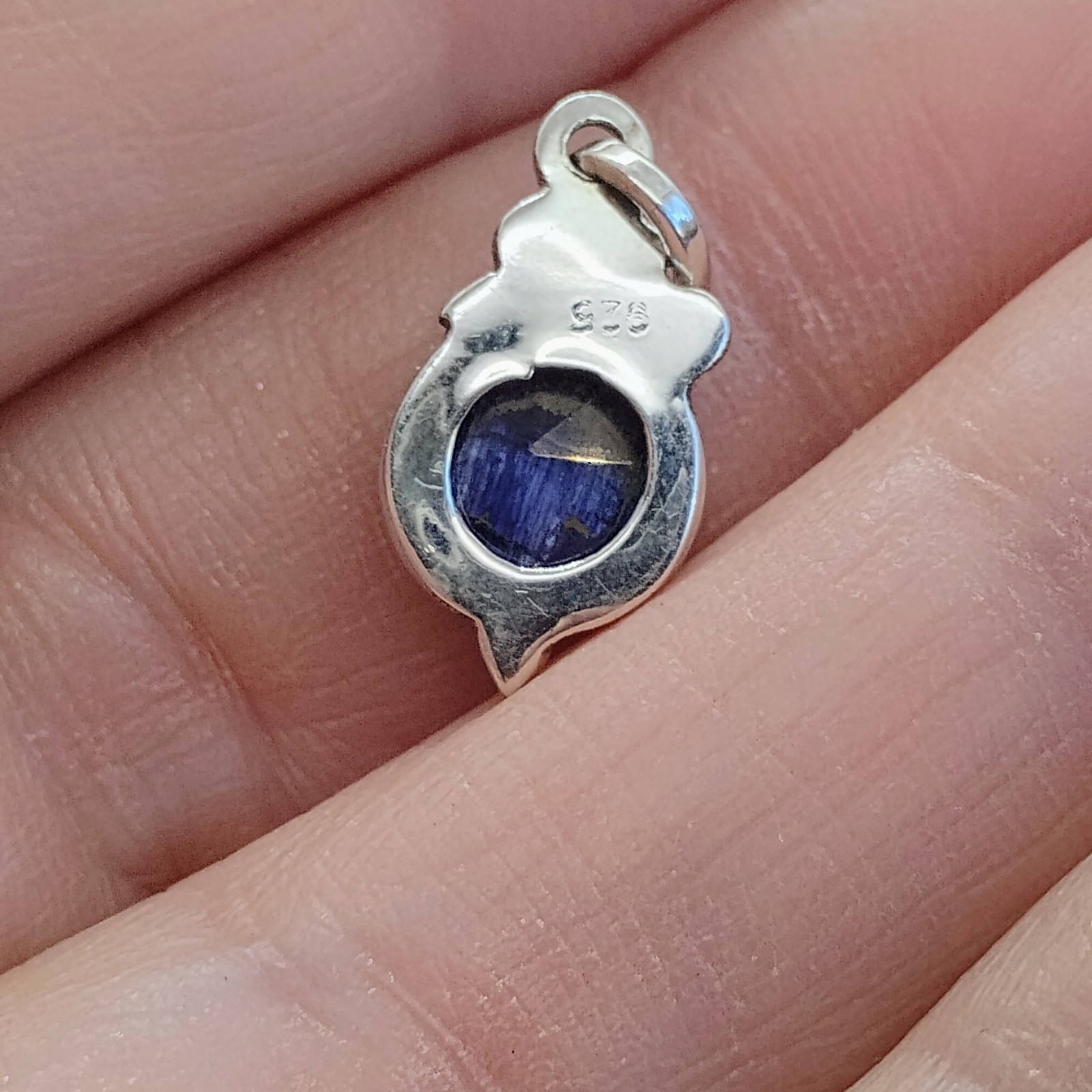 Sterling Silver Faceted Blue Sapphire Stud Earrings & Pendant Set Dainty Elegant