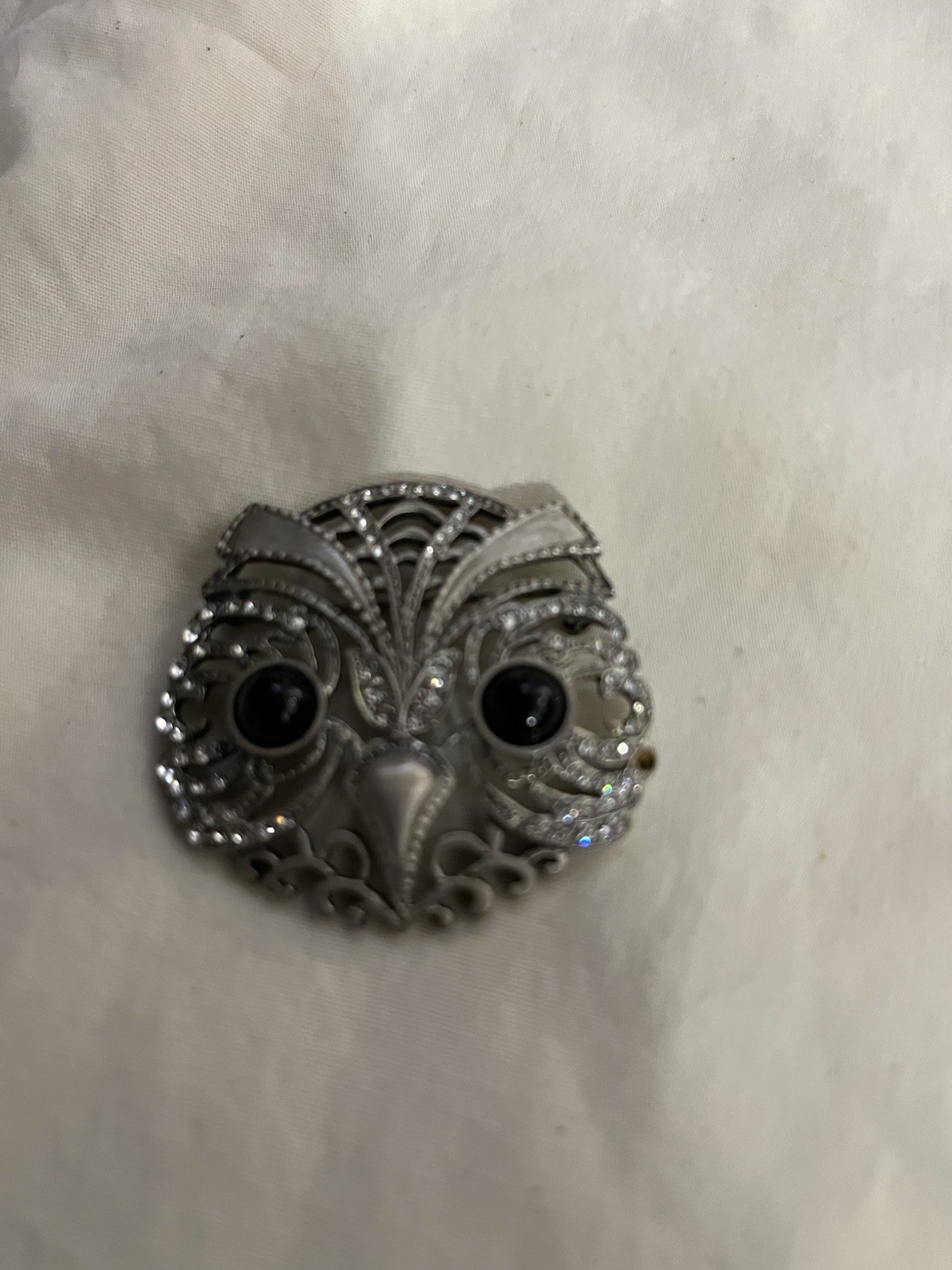 Vintage owl Pin Brooch MMA Sterling &Rhinestone ( BRCH3610)
