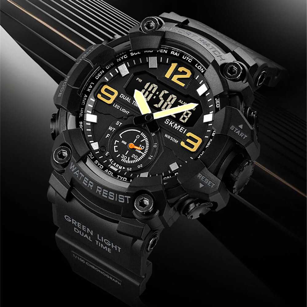 SKMEI Men Digital Quartz Watch Fashion Chronograph Military Sport LED Wristwatch