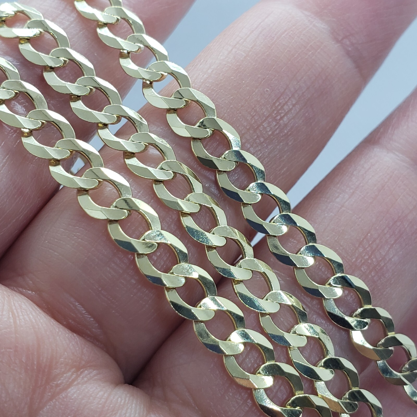 10K Yellow Gold Solid Cuban Link Chain Curb Necklace Bracelet 1.8mm-10mm 7″~30″