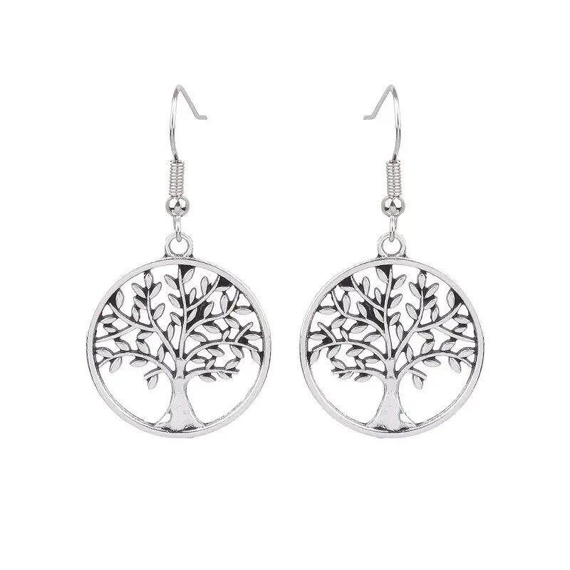 Elegant Unique 925 Sterling Silver Fashion Jewelry Charm Tree of Life Earrings