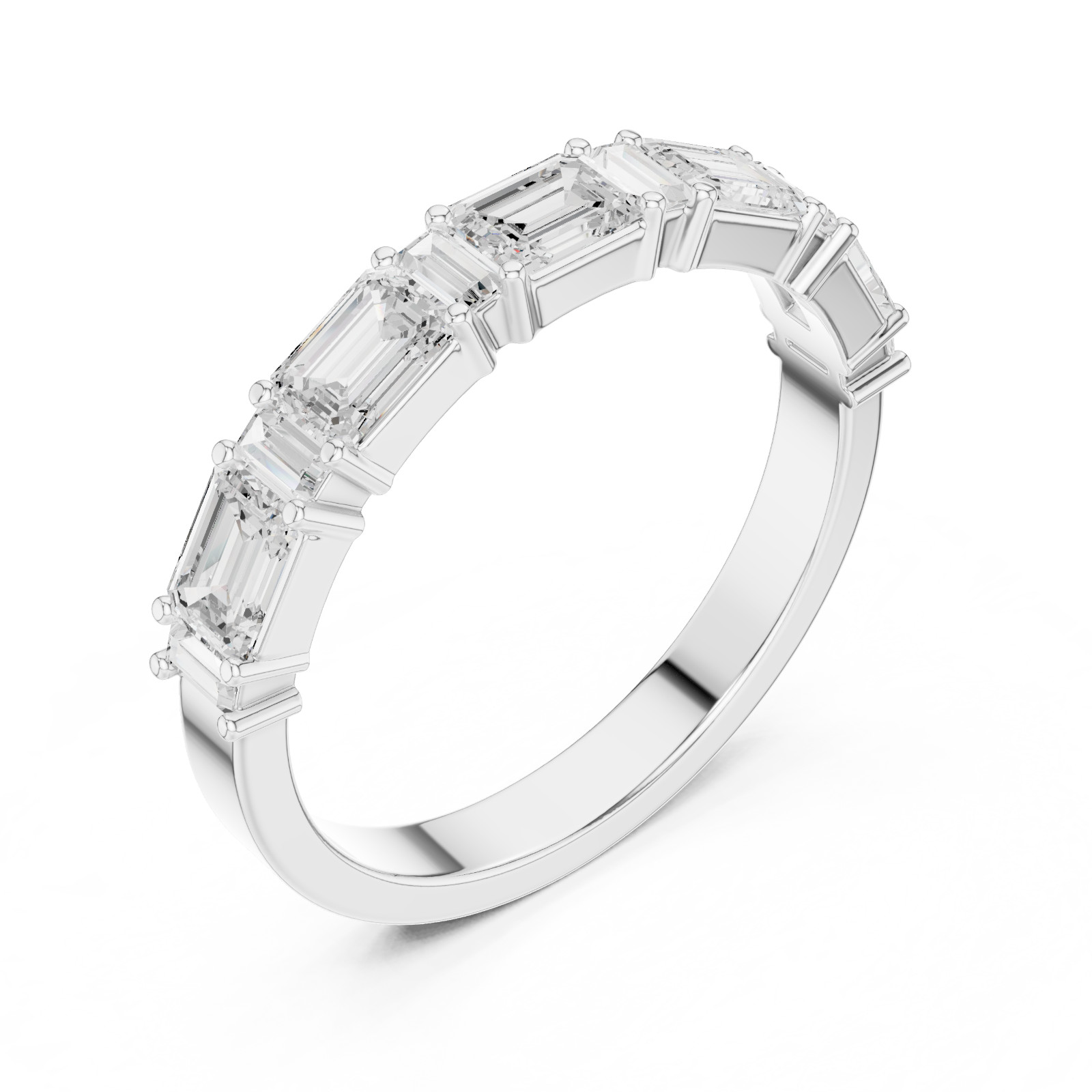 0.85 CT Emerald & Baguette Lab Grown Diamond Modern Wedding Band