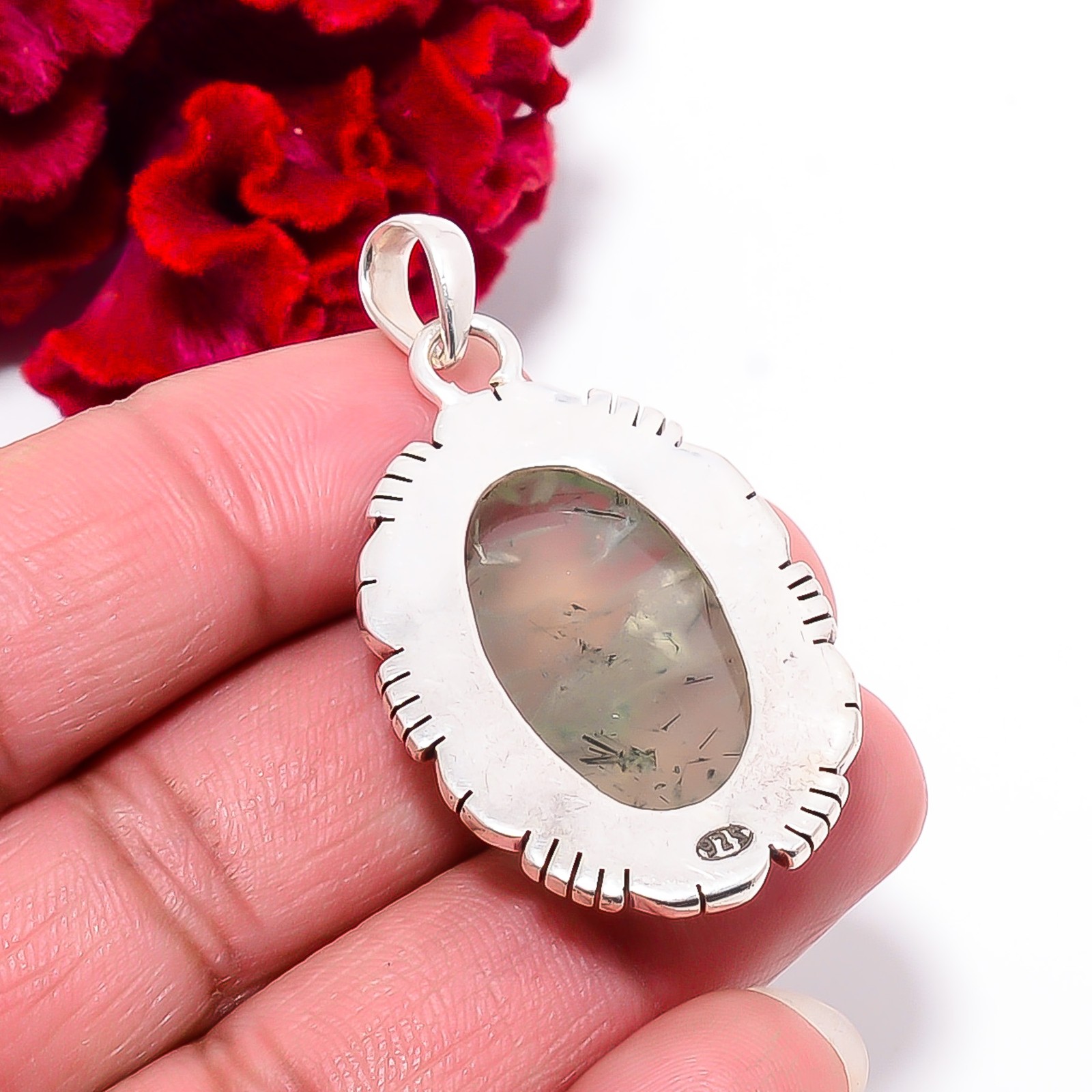 Prehnite – South Africa Gemstone 925 Sterling Silver Pendant 1.95″ P102157