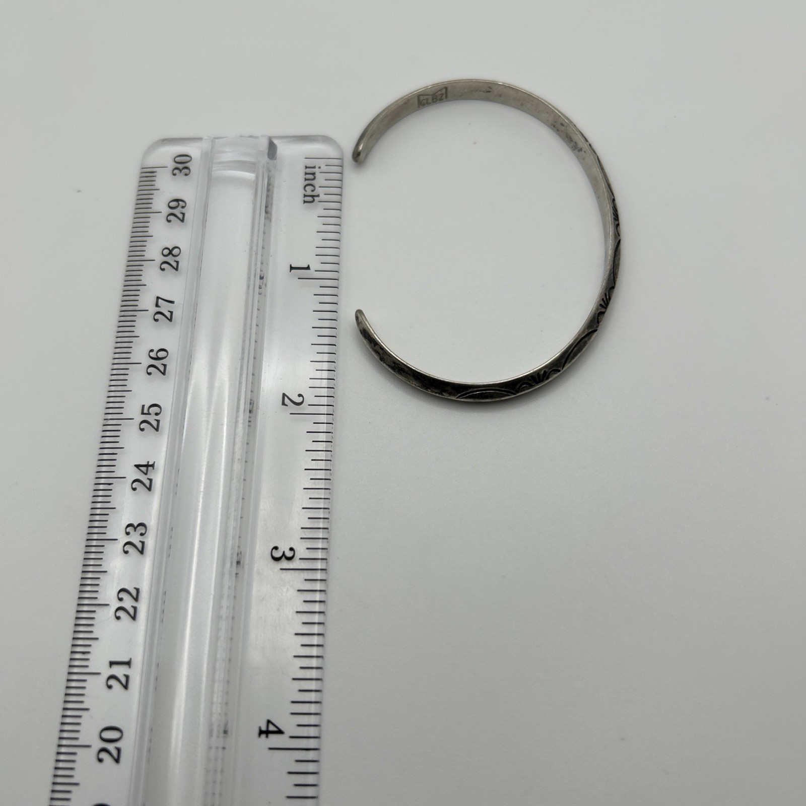 Native American Sterling Silver Stamped Cuff Bracelet CLBZ 11.1g