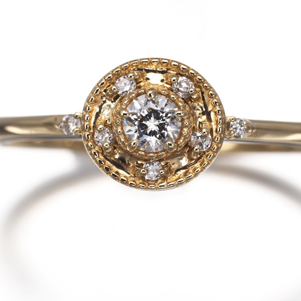 Auth Festaria Ring Diamond 0.07ct/0.02ct Wish upon a star US5.25-5.5 18K YG