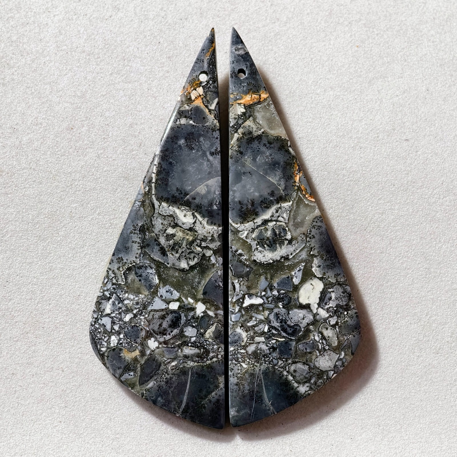 58 Cts Natural Maligano Jasper Drilled Pair Cabochon Gemstone 56.8×19.2 MM