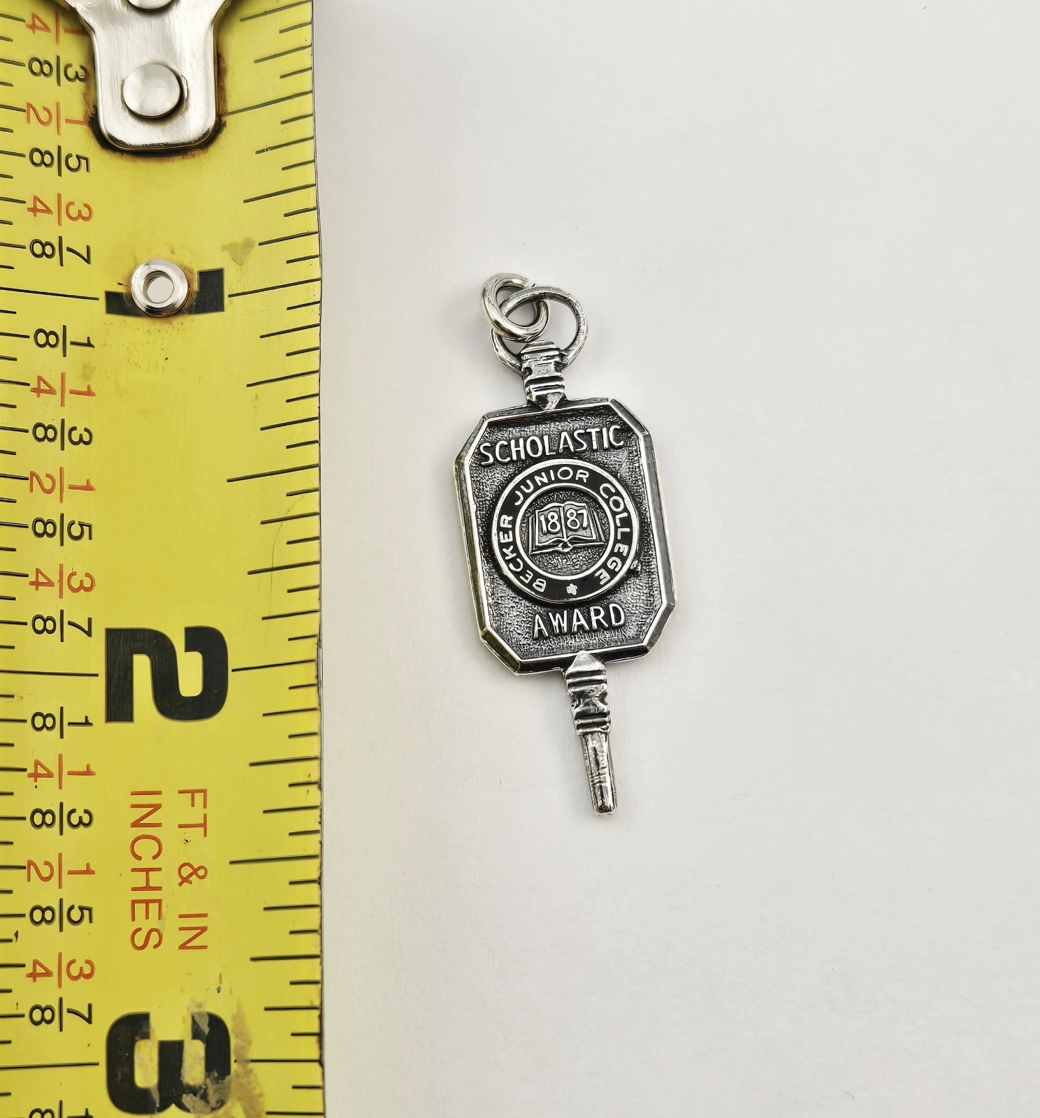 Vintage Sterling Silver Becker Junior College Scholastic Award Charm 4.5g 1887