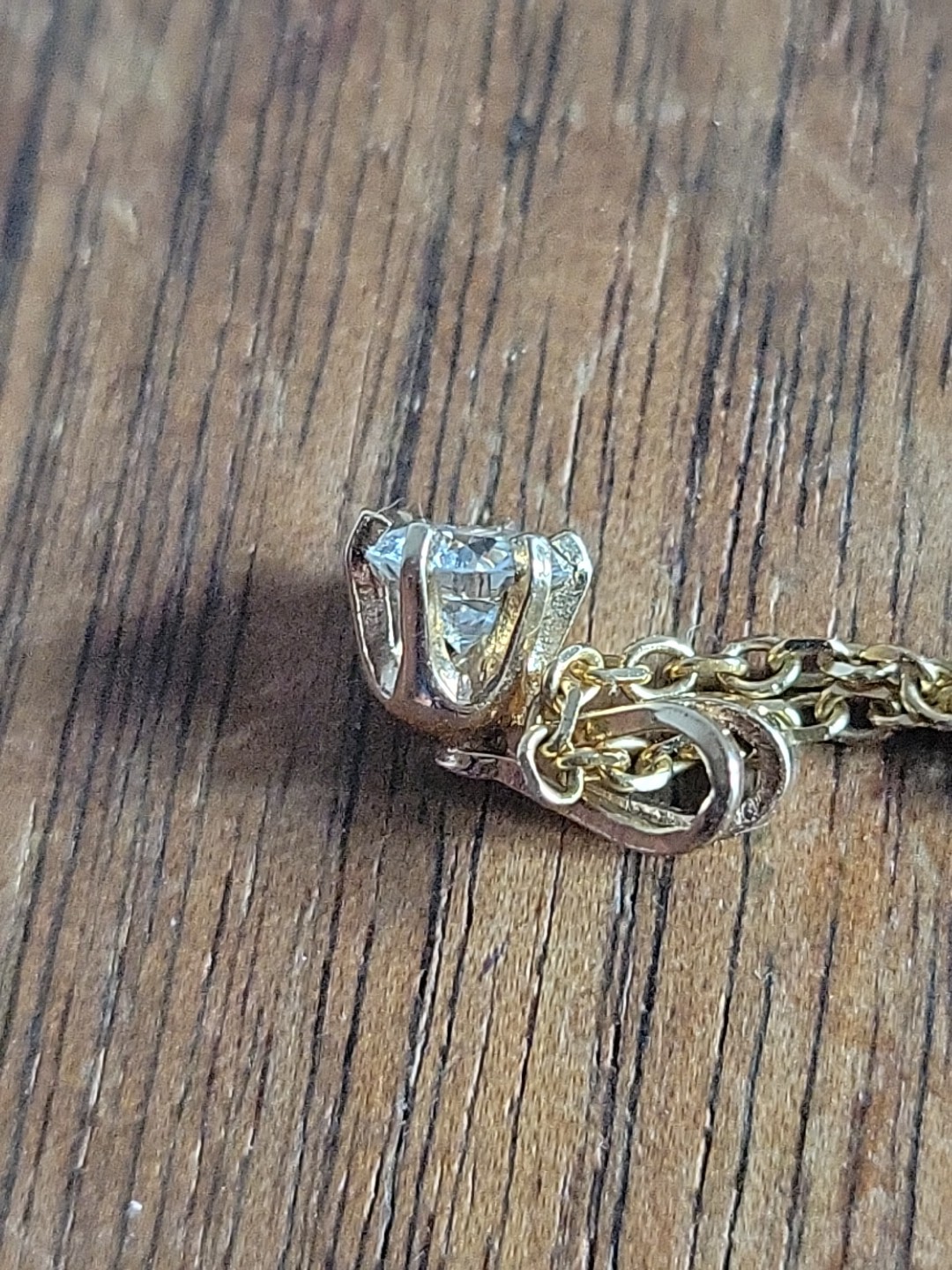 14K Yellow Gold 20″ Cable Link Chain & ~0.36ct Natural Solitaire Diamond Pendant