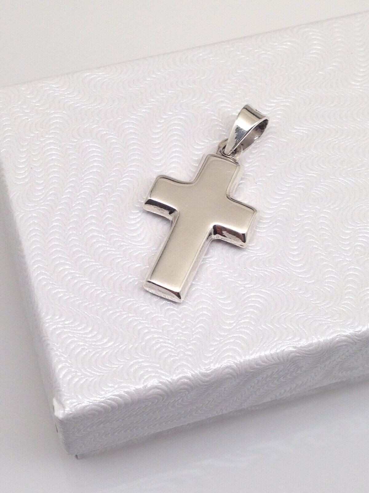 Mens Plain Cross Pendant for necklace 925 Sterling Silver 18mm(0.71″)/25mm Small