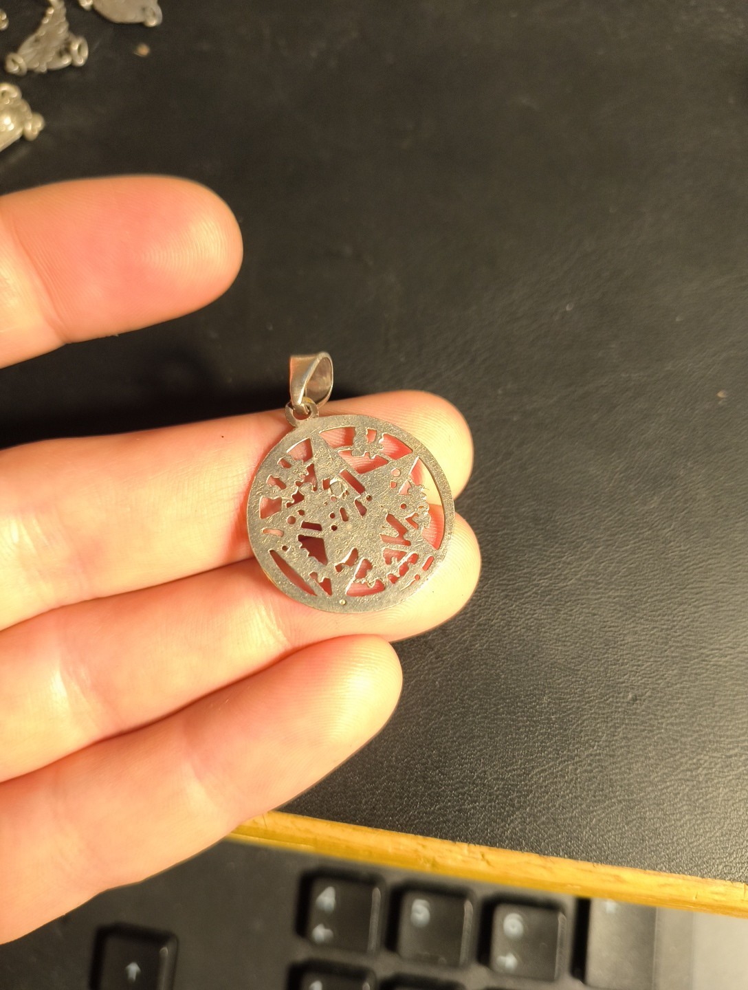 3.2 Grams 925 Sterling Silver Seal Of Solomon Ward Pentagram Star Charm Pendant