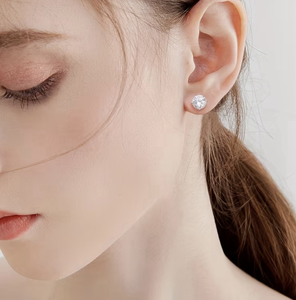 3 Pairs White K Cubic Zirconia Earrings # 0062, 0063, 0064, 0065 Box Included.