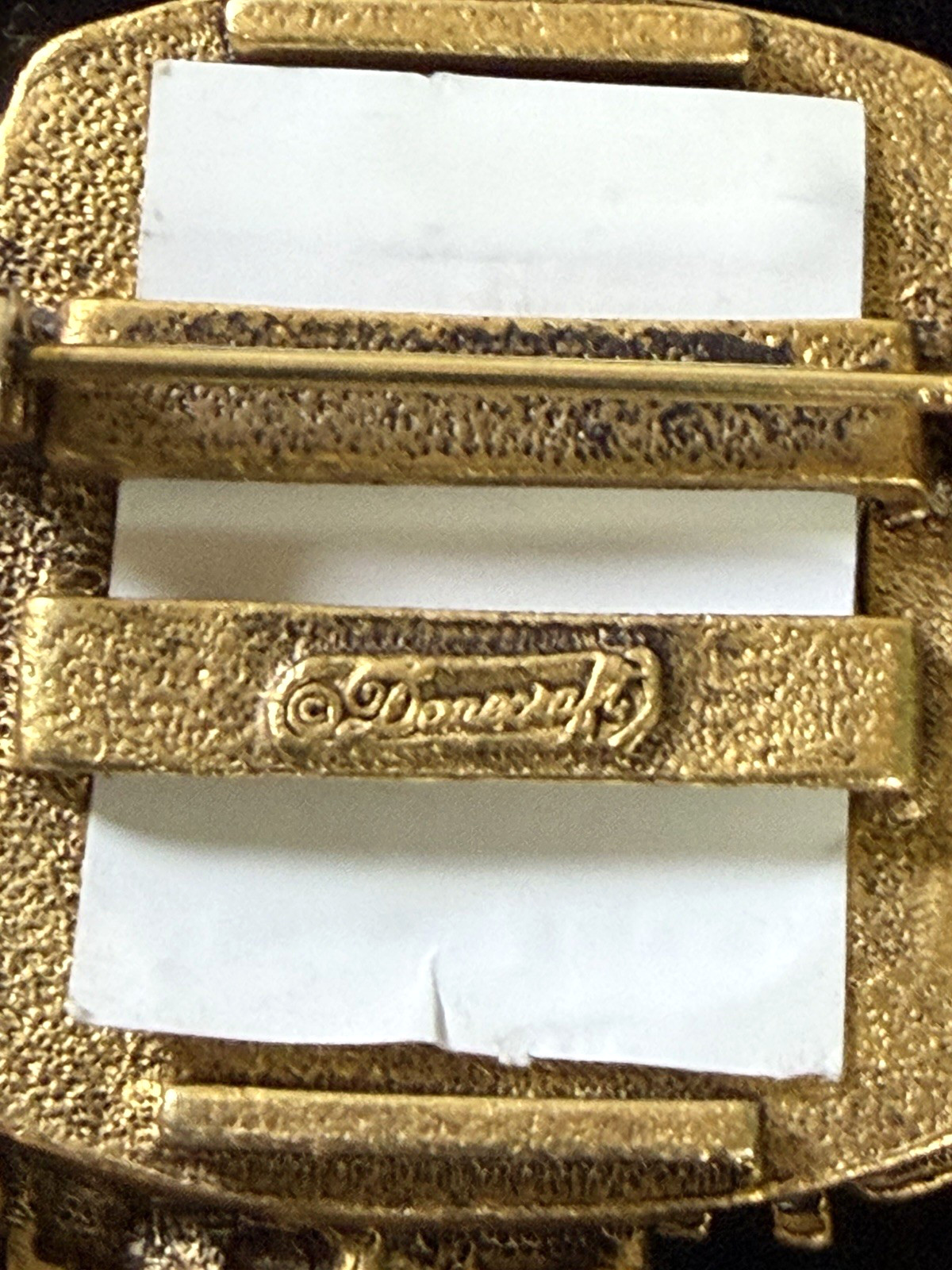 Vtg New DANECRAFT It’s A Boy Birth Photo SIGNED Brooch Pin Antique Gold Plate 2″